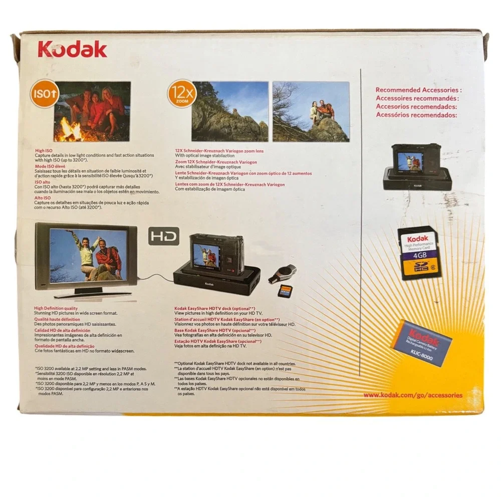 Kodak EasyShare ZD8612 IS Digital Camera 8.1MP‎ 12x Optical Zoom Black HD Bundle